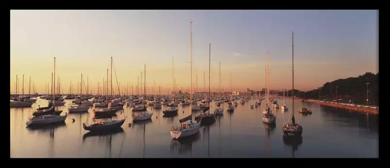 Port de Chicago - affiche coucher de soleil sur la mer