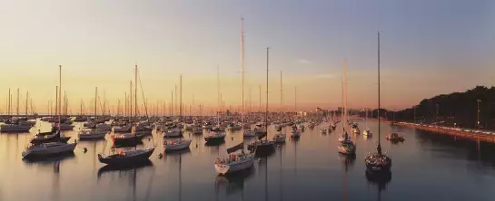 Port de Chicago - affiche coucher de soleil sur la mer