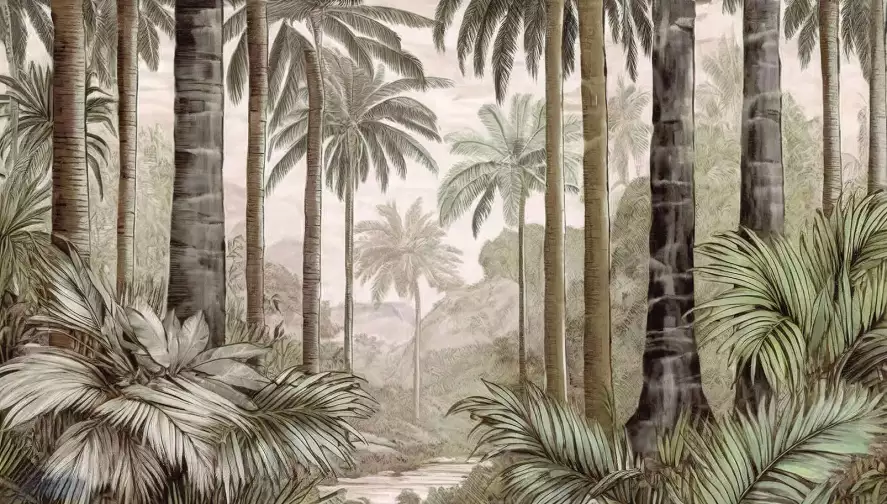 Forêt tropicale aux Seychelles - papier peint jungle