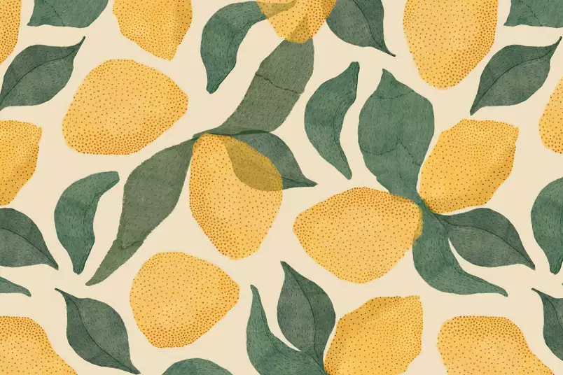 Citrons  d'été - papier peint motif plantes