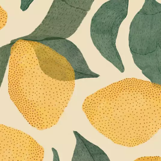 Citrons  d'été - papier peint motif plantes