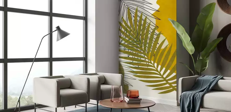 Coco yellow - papier peint motif plantes