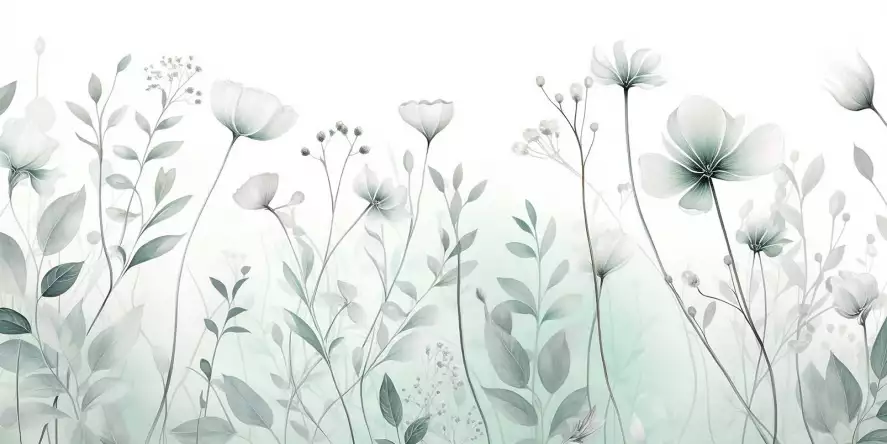 Fleurs blanches en aquarelle - papier peint motif plantes