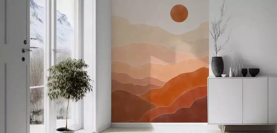 Paysage abstrait terracotta - papier peint paysage