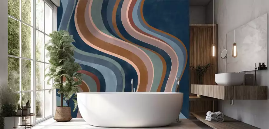Waves color minimalist - papier peint abstrait