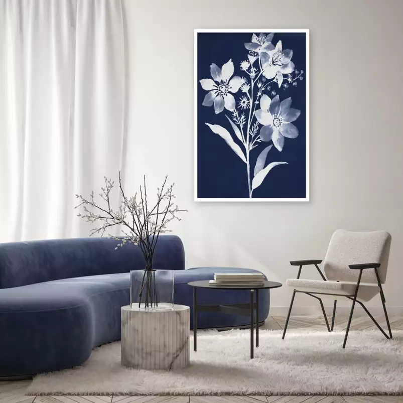 Bouquet cyanotype - affiche fleurs