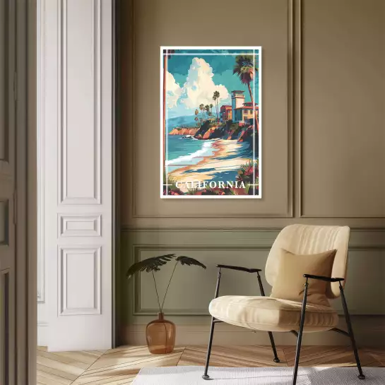 Falaise californienne - poster mer et plage