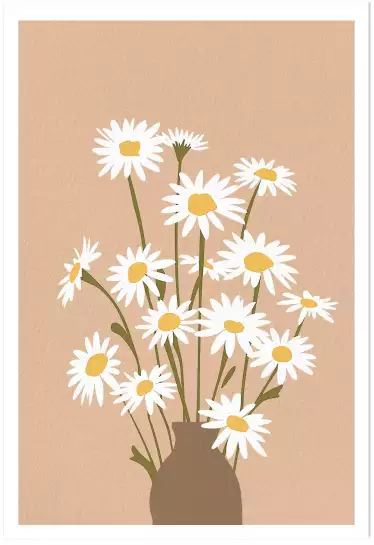 Paquerettes en vase - affiche de fleurs