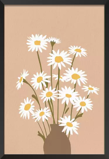 Paquerettes en vase - affiche de fleurs