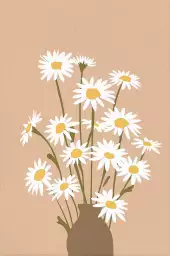 Paquerettes en vase - affiche de fleurs