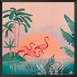 Sunset flamingo - poster animaux