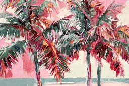 Palm beach pink - affiche feuille de palmier