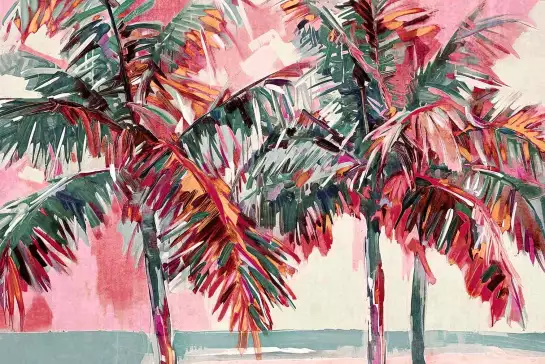 Palm beach pink - affiche feuille de palmier