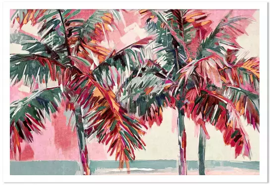 Palm beach pink - affiche feuille de palmier