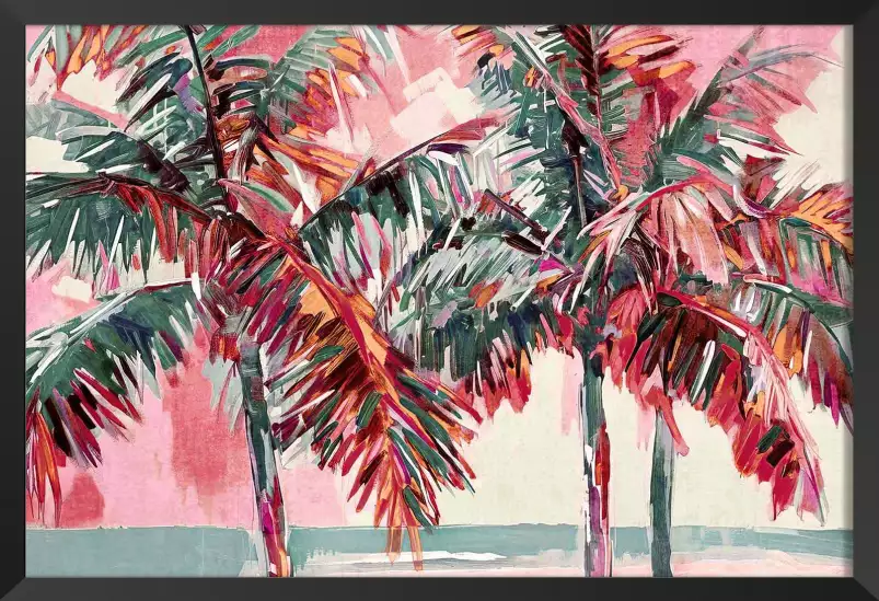 Palm beach pink - affiche feuille de palmier