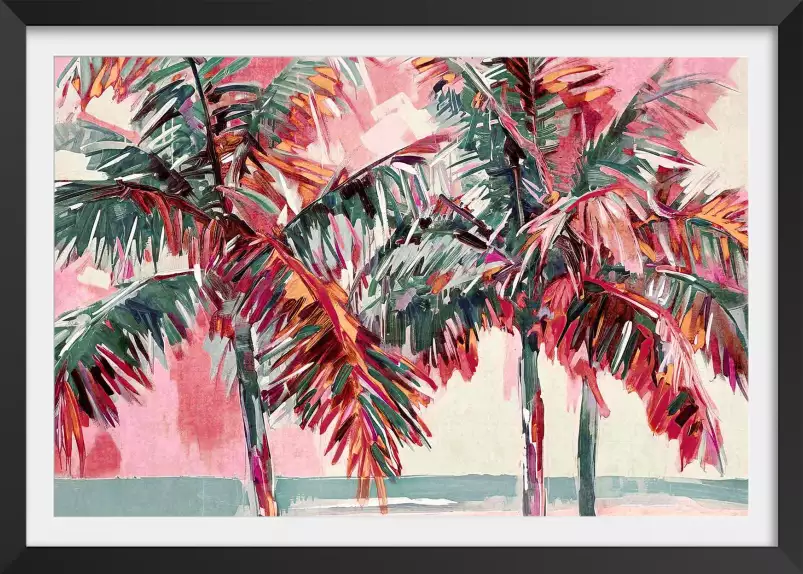 Palm beach pink - affiche feuille de palmier