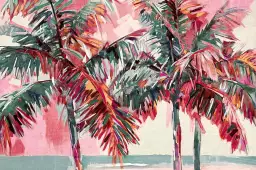 Palm beach pink - affiche feuille de palmier