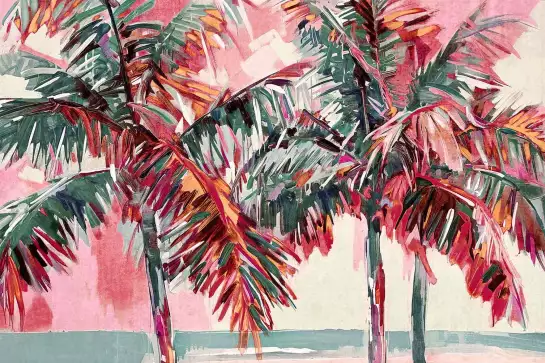 Palm beach pink - affiche feuille de palmier