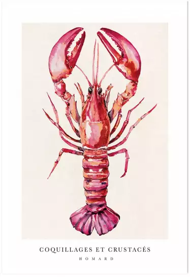 Homard de bretagne - affiche cuisine vintage