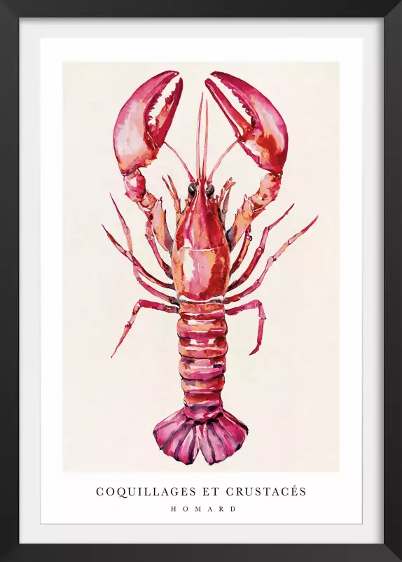 Homard de bretagne - affiche cuisine vintage