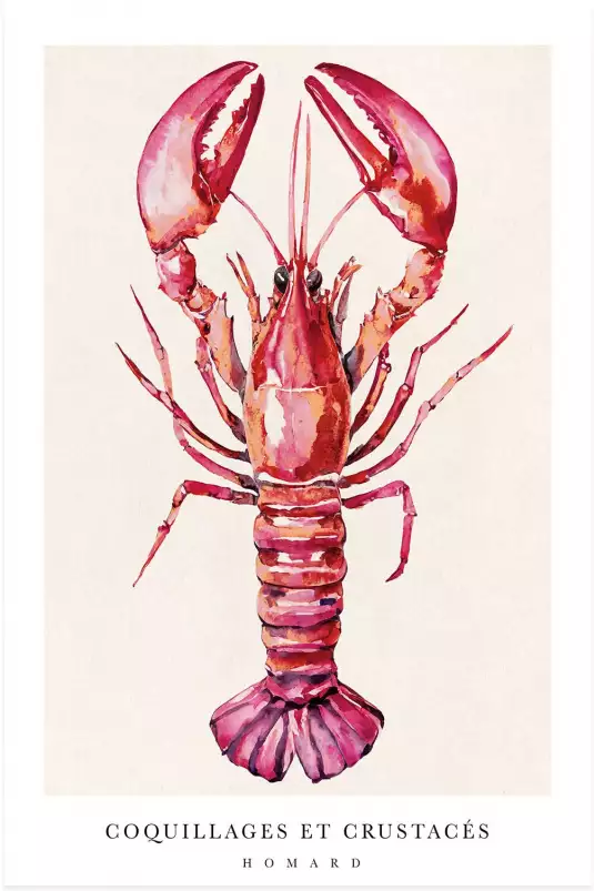 Homard de bretagne - affiche cuisine vintage