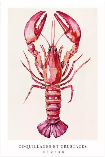 Homard de bretagne - affiche cuisine vintage