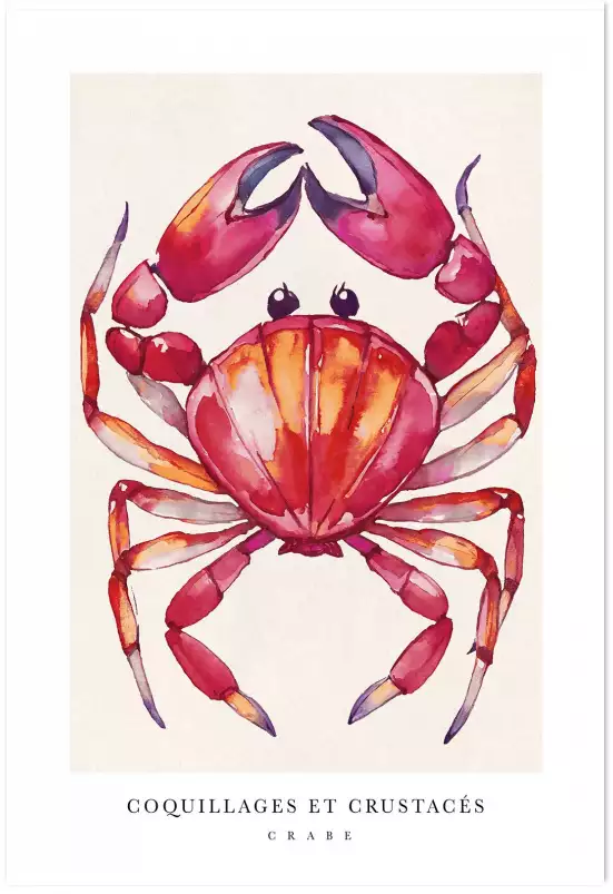 Crabe de Bretagne - affiche cuisine vintage