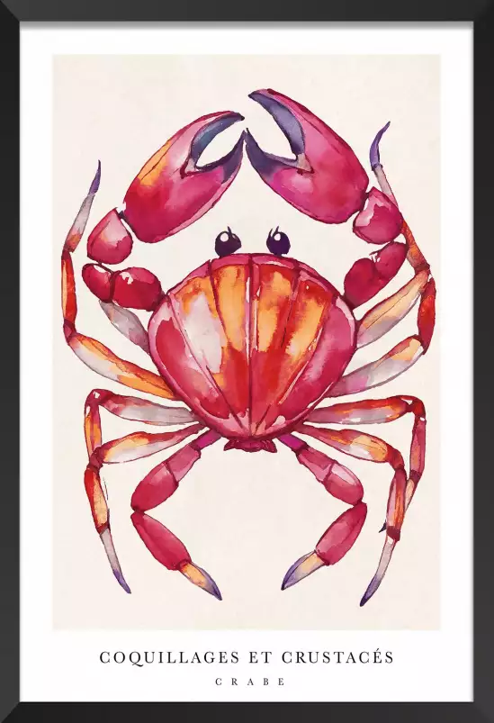 Crabe de Bretagne - affiche cuisine vintage