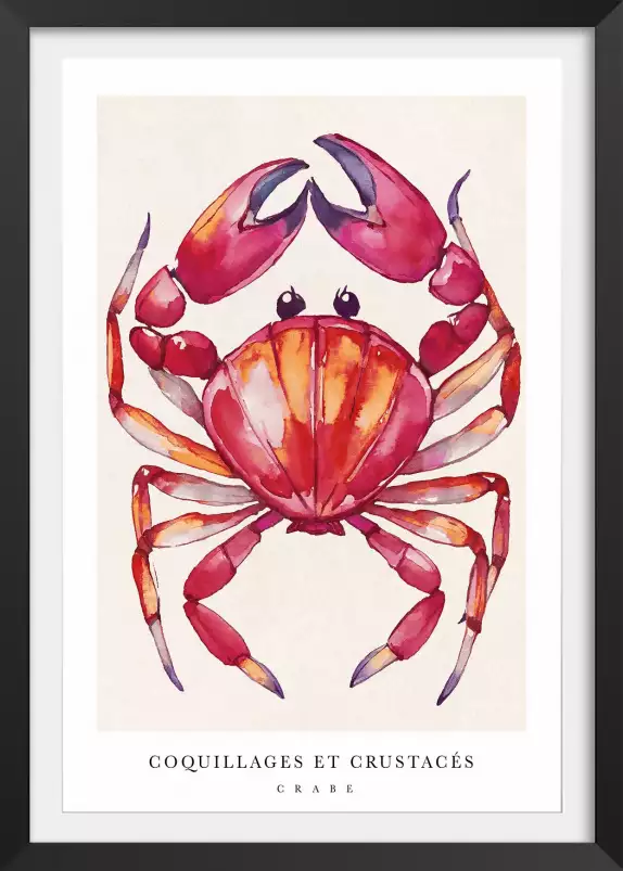 Crabe de Bretagne - affiche cuisine vintage