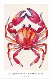 Crabe de Bretagne - affiche cuisine vintage