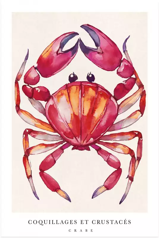 Crabe de Bretagne - affiche cuisine vintage