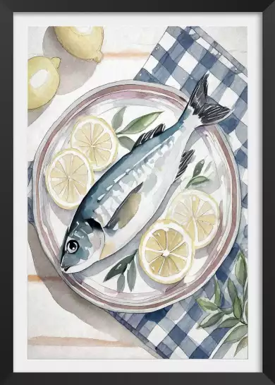 Daurade au citron - affiche vintage cuisine