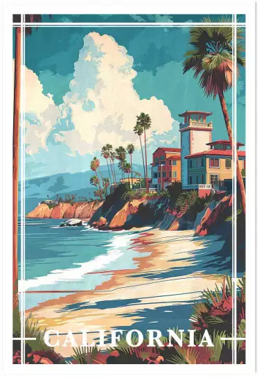 Falaise californienne - poster mer et plage