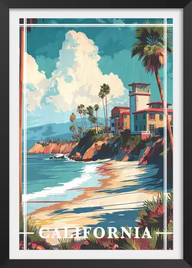 Falaise californienne - poster mer et plage