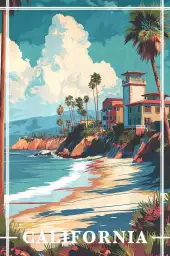 Falaise californienne - poster mer et plage