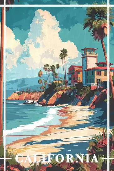 Falaise californienne - poster mer et plage