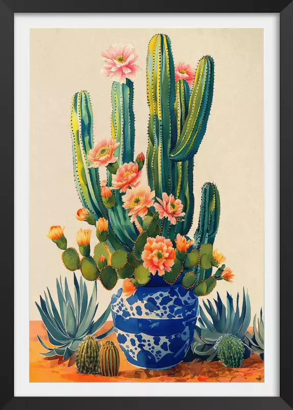 En terre et en pot - affiche cactus