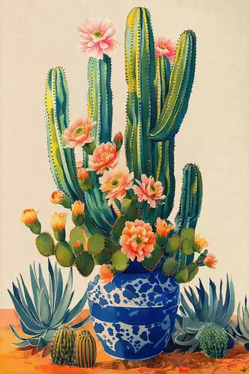 En terre et en pot - affiche cactus