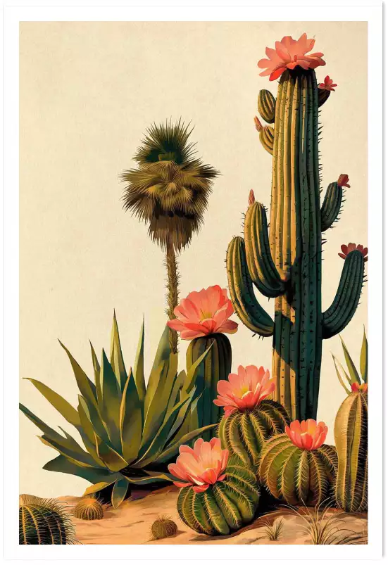 Floraison - affiche cactus