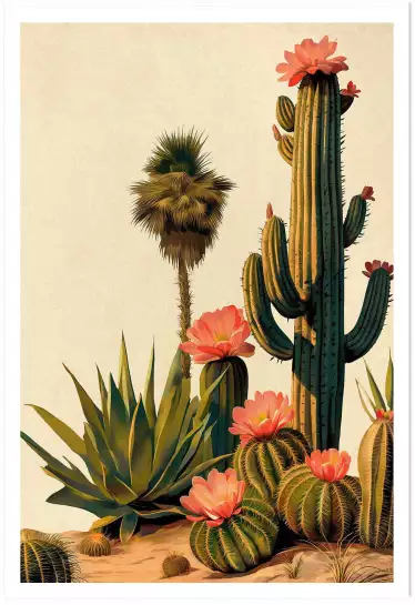 Floraison - affiche cactus