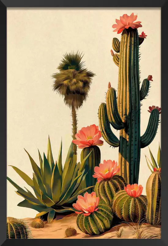 Floraison - affiche cactus