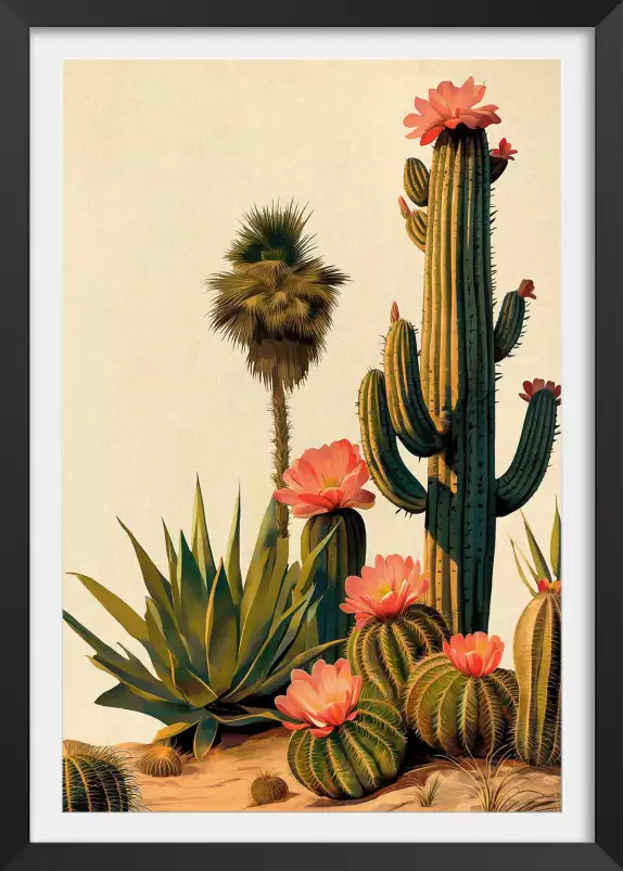 Floraison - affiche cactus