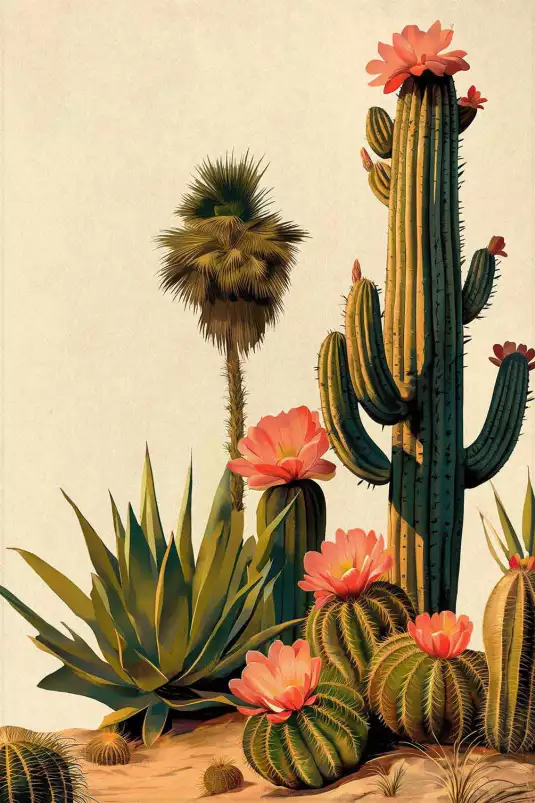 Floraison - affiche cactus