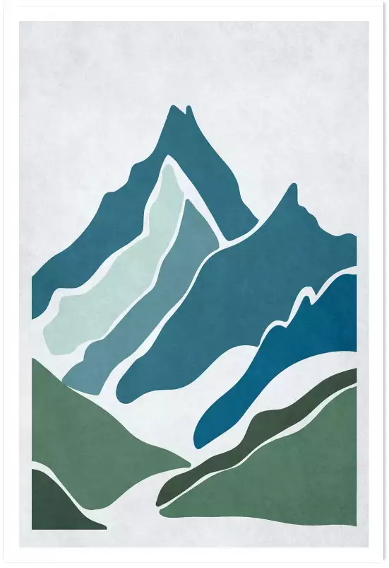 Pics bleus - affiche montagne