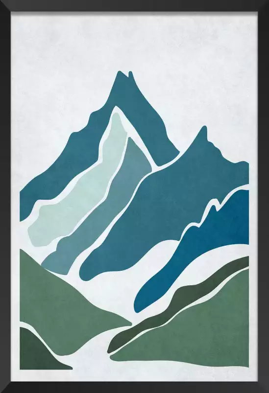 Pics bleus - affiche montagne