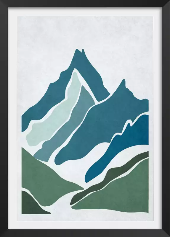 Pics bleus - affiche montagne