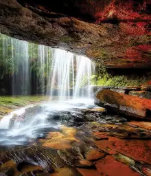 Sous la cascade - Fond de hotte nature et paysage