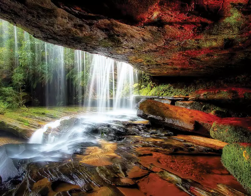 Sous la cascade - Fond de hotte nature et paysage