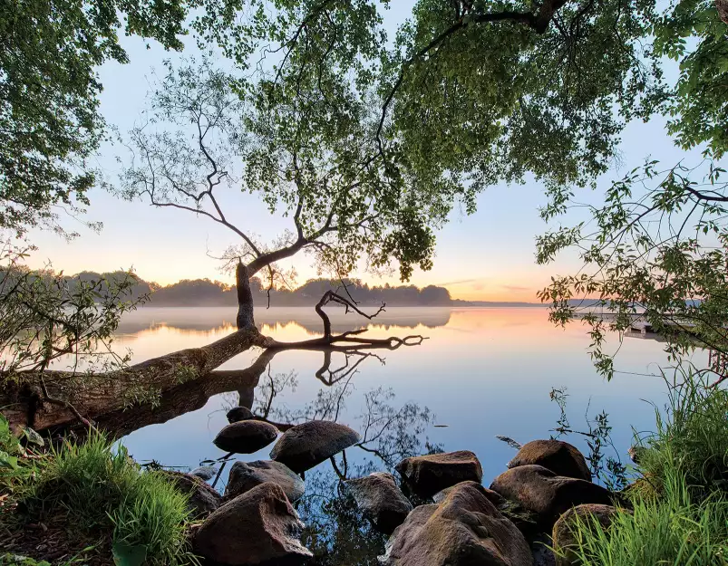 Vue sur le lac - Fond de hotte nature et paysage