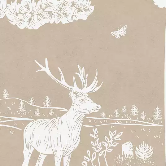 Forêt monochrome marron - papier peint enfant animaux